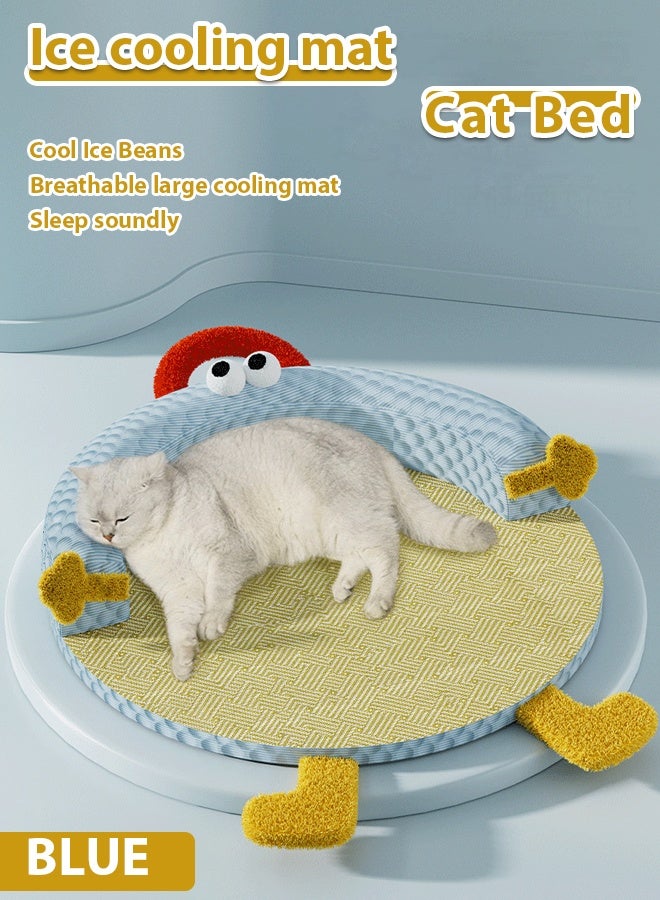 Generic Cat House,Four season universal frozen bean vine woven cat nest,Cooling mat, oversized and removable, summer cat bed for washing,Pet house, pet bed, indoor pet bed, cat bed（blue）  - Image 1