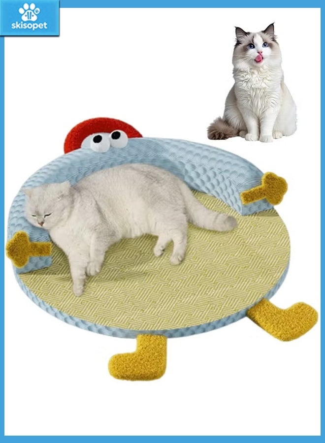 Poxvalzor Cat House,Four Season Universal Frozen Bean Vine Woven Cat Nest,Cooling Mat, Oversized And Removable, Summer Cat Bed For Washing,Pet House, Pet Bed, Indoor Pet Bed, Cat Bed（Blue） - Image 1