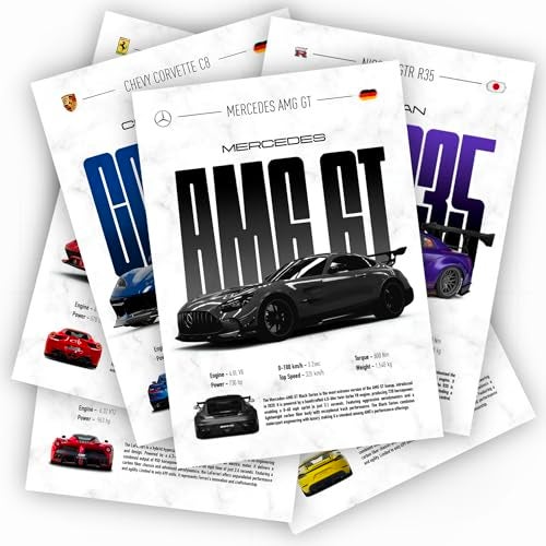 Thepaper9store Pack of 10 - Sports Car Posters | Premium 300 GSM | A4 Size (8.4x12 Inch) Wall Décor for Bedroom, Living Room, Office | Perfect for Car Lovers | Vibrant JDM Aesthetic (Sports Car Pack) - Image 1