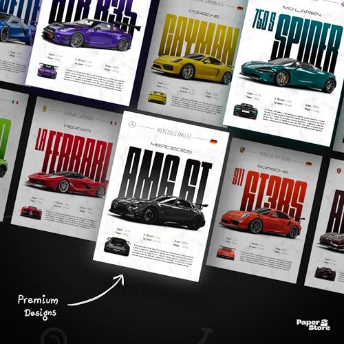 Thepaper9store Pack of 10 - Sports Car Posters | Premium 300 GSM | A4 Size (8.4x12 Inch) Wall Décor for Bedroom, Living Room, Office | Perfect for Car Lovers | Vibrant JDM Aesthetic (Sports Car Pack) - Image 4