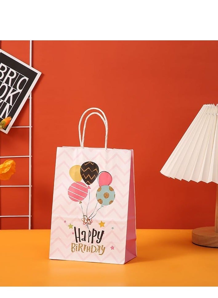 12 PCS Kraft Paper Gift Bags for Kids, 12 Styles Shopping Bags with Handles, Happy Birthday Party Holiday Gift Wrap Supplies, Medium (21x11x27cm) - Image 3