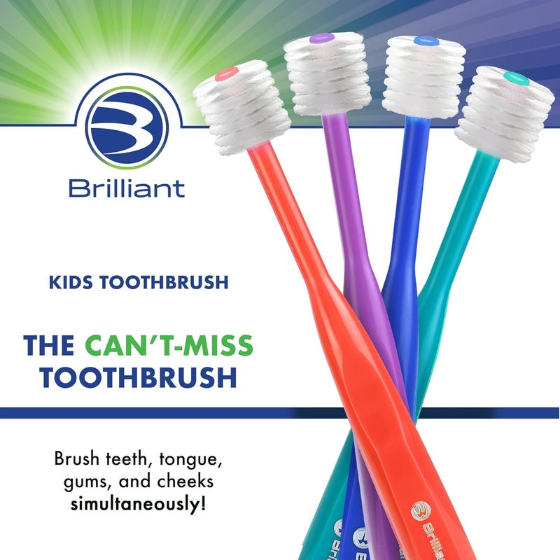 Brilliant Kids Toothbrush For Ages 59 Years Old For Girl or Boy Use When Adult Teeth Arrive Microfiber Bristles Clean Whole Mouth Kids Toothbrushes Improve Tooth and Gum Health Red 3 Pack - Image 2