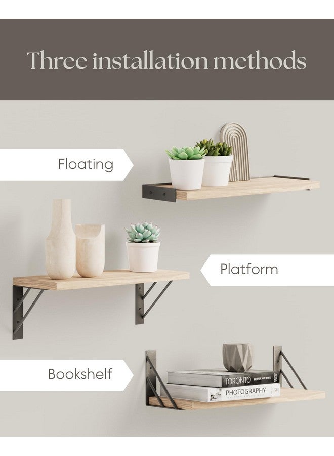 BAYKA Wall Shelves for Bedroom Decor, Floating Wall Shelves for Living Room Kitchen Storage, Wall Mounted Rustic Wood Floating Shelves for Kids Books, Small Shelf for Bathroom(Brown，Set of 3) - Image 5