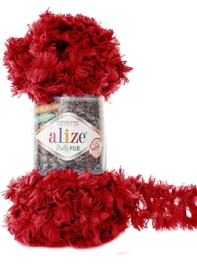 ALIZE PUFFY FUR HAND KNITTING YARN COLOR NO.6109 (PACK OF 3PCS)