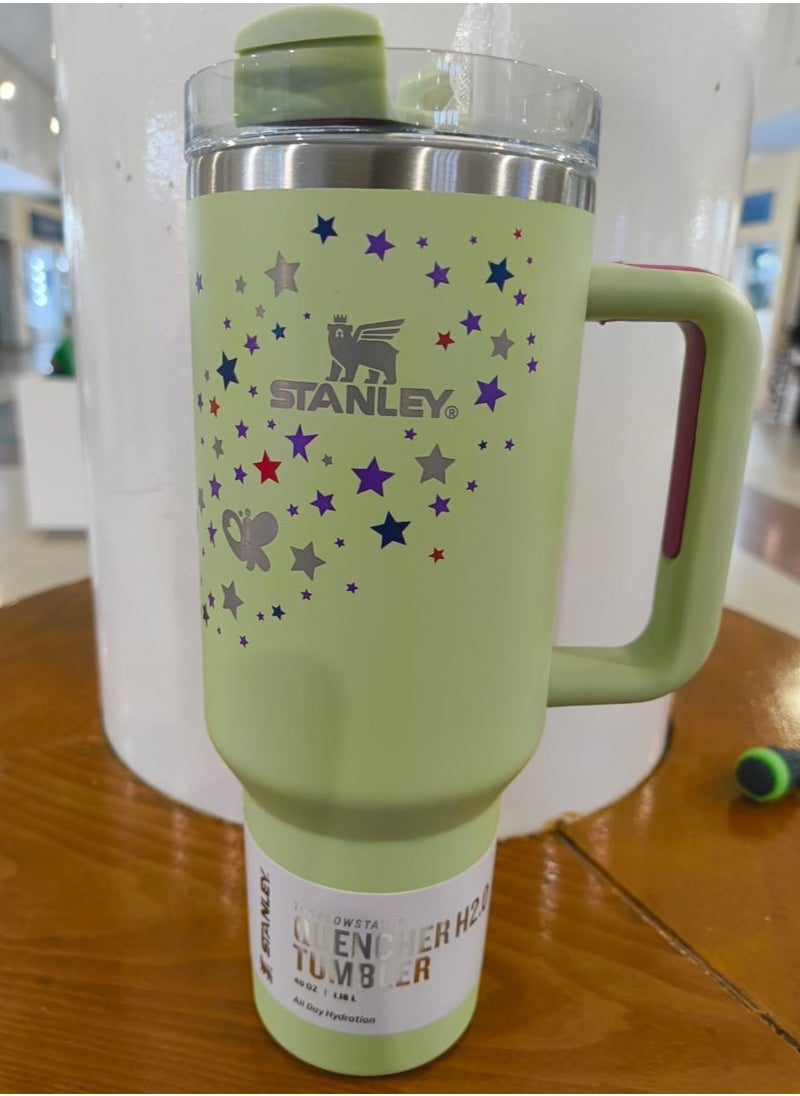 Stanley - Olivia Rodrigo H2.0 Flow State Stainless Steel Tumbler with Handle and Straw Lid Insulated Reusable Cup for Water, Coffee, Smoothies & More, Travel Mug, Cupholder Friendly 40 oz Green - Image 1