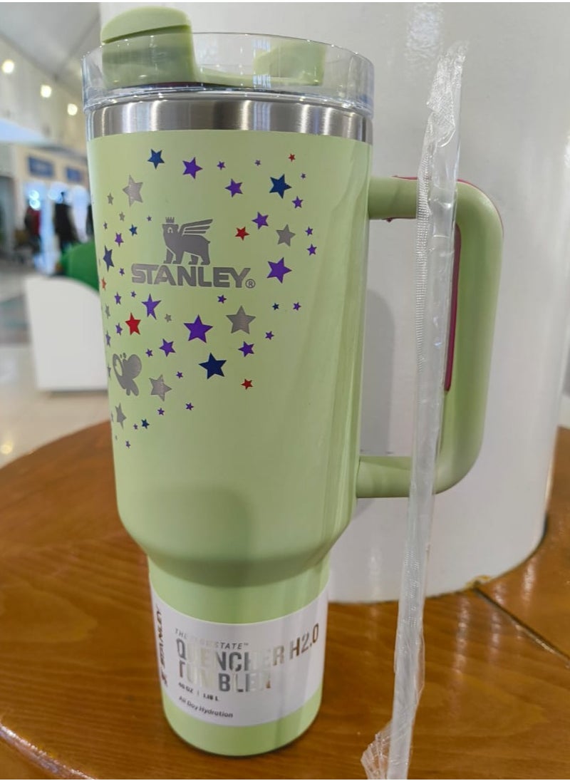Stanley - Olivia Rodrigo H2.0 Flow State Stainless Steel Tumbler with Handle and Straw Lid Insulated Reusable Cup for Water, Coffee, Smoothies & More, Travel Mug, Cupholder Friendly 40 oz Green - Image 1