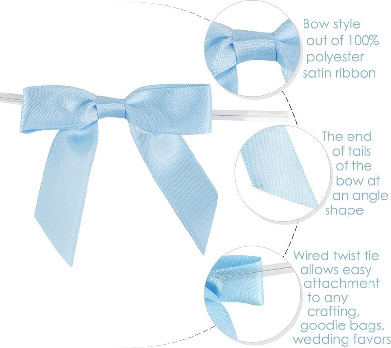 MAKINGTEC 30 Pcs Satin Ribbon Bows with Twist Ties for Gift Wrapping, Party Favors, Treat Bags, Wedding Decorations - 2.5" Premade Bows for Easy DIY Projects (Sky Blue) - Image 4