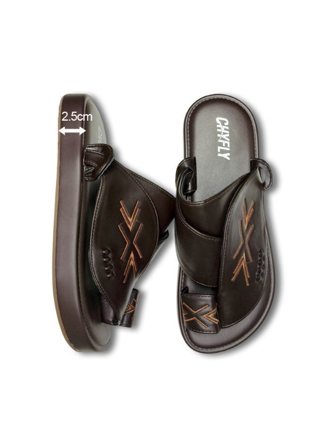Men's Flat And Comfortable Slippers In The Arabic Style, Casual Slippers That Are Easy To Wear, Hand-Embroidered Slippers With A Unique Design. - Image 4