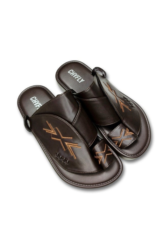 Men's Flat And Comfortable Slippers In The Arabic Style, Casual Slippers That Are Easy To Wear, Hand-Embroidered Slippers With A Unique Design. - Image 2