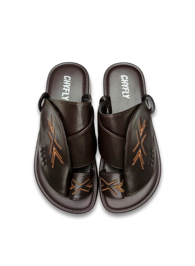 Men's Flat And Comfortable Slippers In The Arabic Style, Casual Slippers That Are Easy To Wear, Hand-Embroidered Slippers With A Unique Design. - Image 3