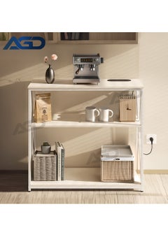 AGD Coffee Corner Table Entryway Table with Charging Port Corridor Living Room Table with Storage Shelf (White)  - Image 1