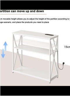 AGD Coffee Corner Table Entryway Table with Charging Port Corridor Living Room Table with Storage Shelf (White)  - Image 4