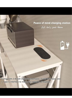 AGD Coffee Corner Table Entryway Table with Charging Port Corridor Living Room Table with Storage Shelf (White)  - Image 5