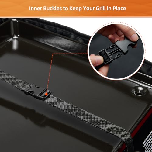 NOELIFE Portable Grill Carry Bag for Royal Gourmet PD1301R/ PD1301S Tabletop Grill, 24 Inch 3-Burner Flat Top Griddle Carry Case, Outdoor Water-Resistant Camping Griddle Accessories, Black (Bag Only) - Image 4