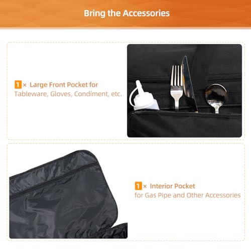 NOELIFE Portable Grill Carry Bag for Royal Gourmet PD1301R/ PD1301S Tabletop Grill, 24 Inch 3-Burner Flat Top Griddle Carry Case, Outdoor Water-Resistant Camping Griddle Accessories, Black (Bag Only) - Image 5