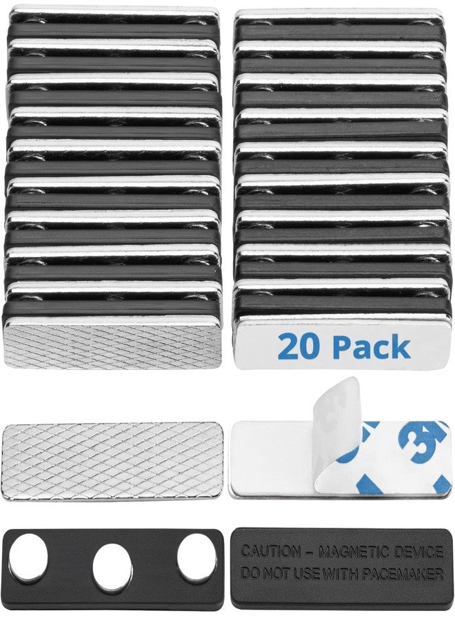 Mata1-USA No-Pin Design Name Tag Magnets (20 Badge Holder Magnets, 1.75 x 0.4 inches), Name Tag Magnet Backs w/ 3 Extra-Strong Neodymium Magnets for ID badge holders - Image 1