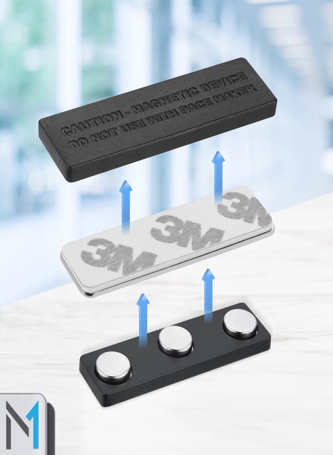 Mata1-USA No-Pin Design Name Tag Magnets (20 Badge Holder Magnets, 1.75 x 0.4 inches), Name Tag Magnet Backs w/ 3 Extra-Strong Neodymium Magnets for ID badge holders - Image 4