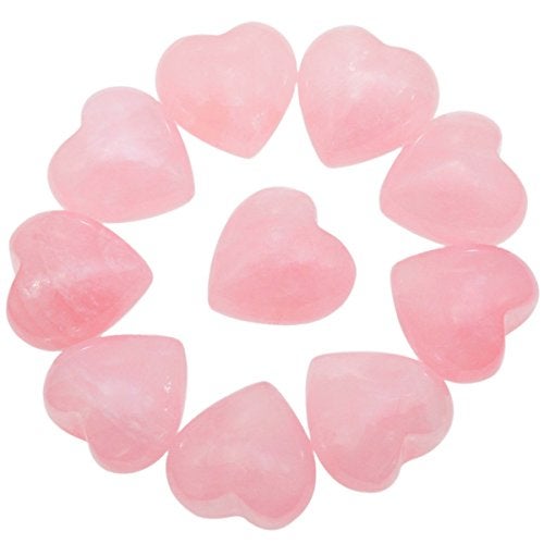 Rockcloud Healing Crystal 0.5 inch Rose Quartz Carved Worry Stone Chakra Reiki Balancing(Pack of 10) - Image 1