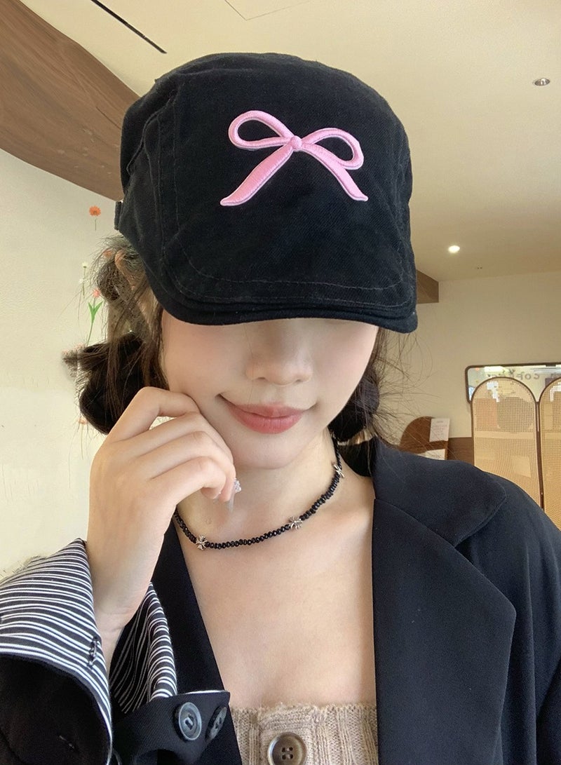 Women's Sweet Embroidered Bow Forward Hat  - Image 2