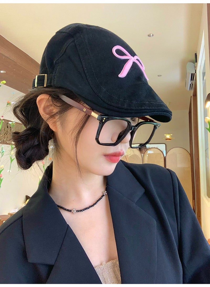 Women's Sweet Embroidered Bow Forward Hat  - Image 3