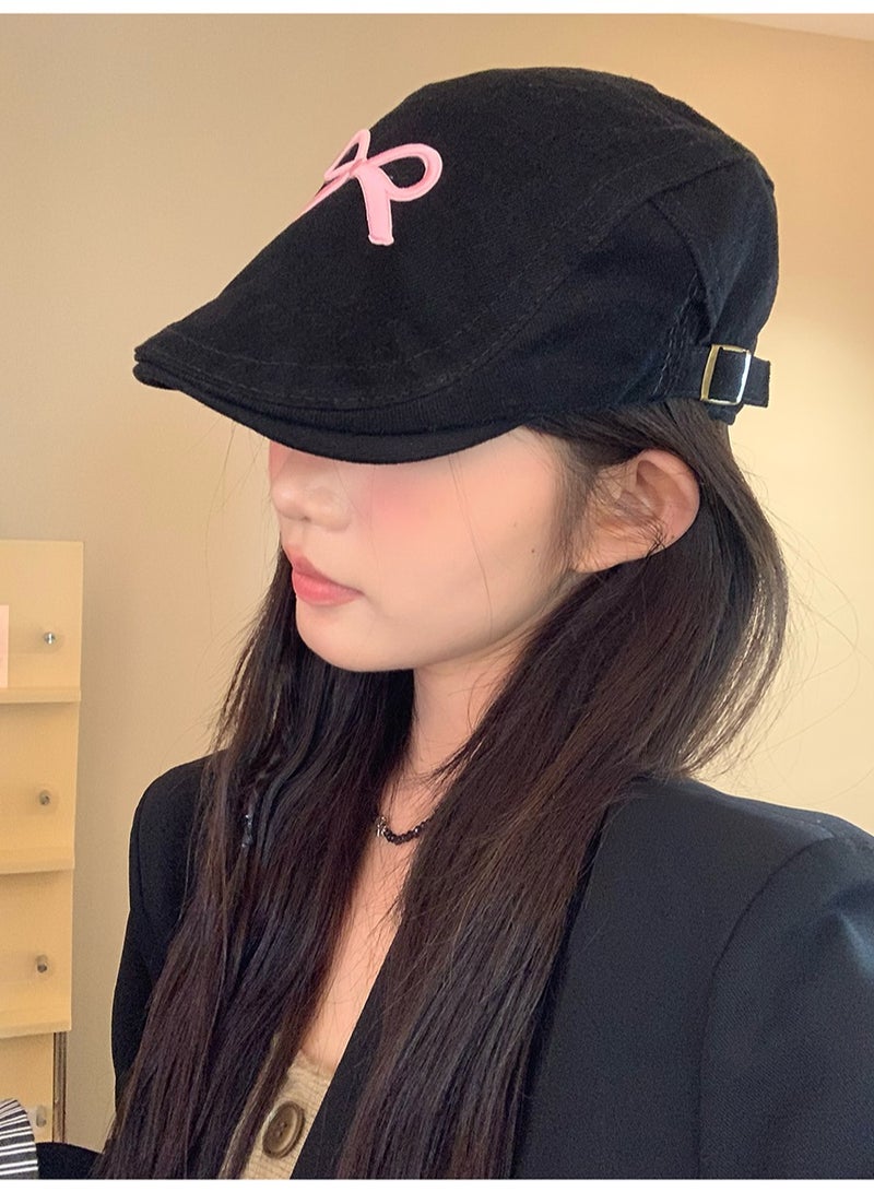 Women's Sweet Embroidered Bow Forward Hat  - Image 4
