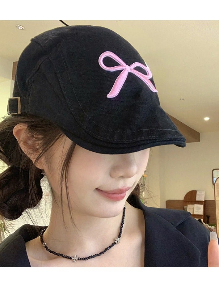 Women's Sweet Embroidered Bow Forward Hat  - Image 5