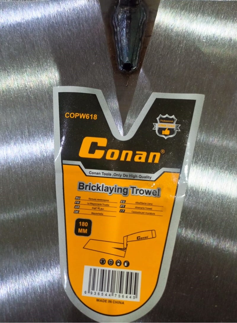 Conan 180mm Professional Bricklaying Trowel – Non-Slip Handle – COPW618 - Image 2