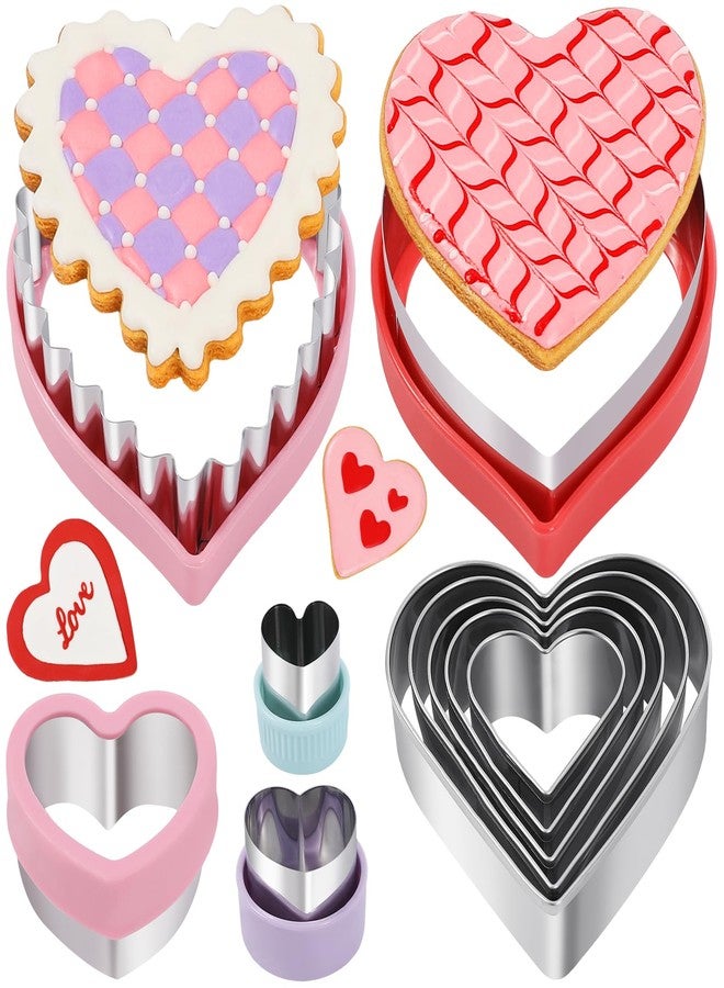 KULENAND Heart Cookie Cutter Set, 10-Piece Stainless Steel Biscuit Cutters for Valentine's Day Baking, Cake & Cookie Decorating, Dishwasher Safe (1 to 4-Inch) - Image 1