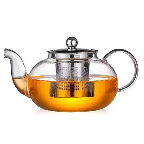 KHOLAD Glass Teapot with Infuser & Lid, Borosilicate Glass Tea Pot Stovetop Safe, Blooming & Loose Leaf and Fruit Tea Kettle (Kettle - 600ml) - Image 1