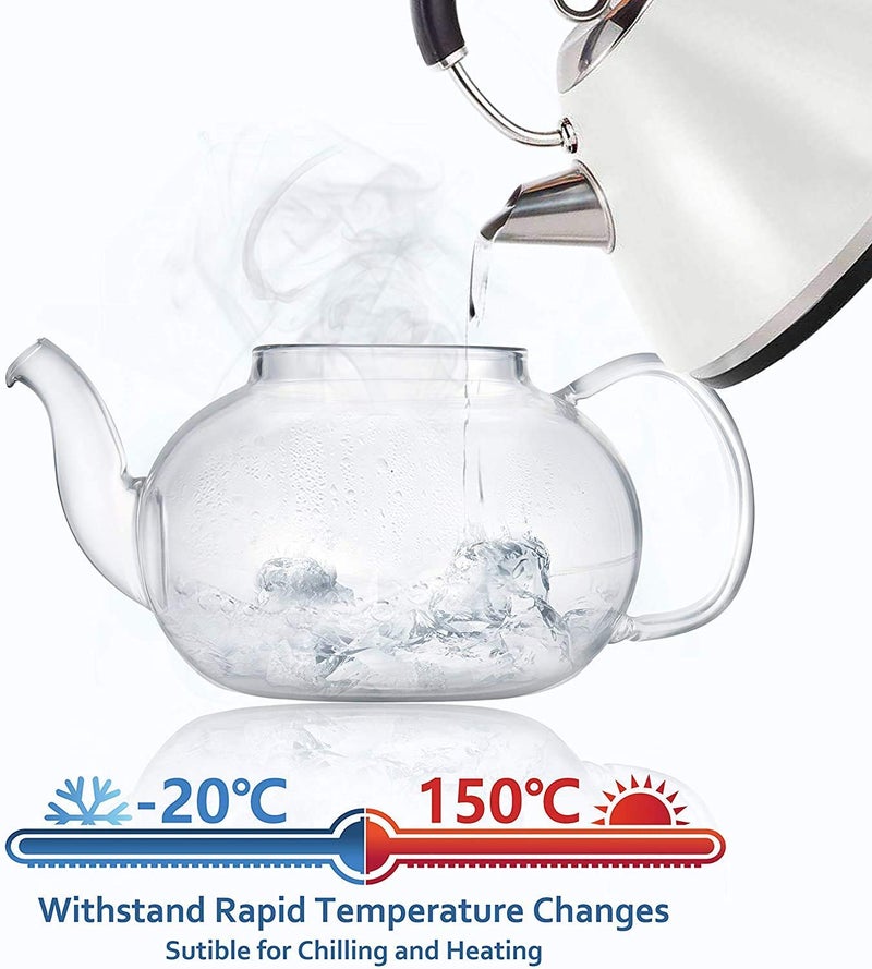 KHOLAD Glass Teapot with Infuser & Lid, Borosilicate Glass Tea Pot Stovetop Safe, Blooming & Loose Leaf and Fruit Tea Kettle (Kettle - 600ml) - Image 5