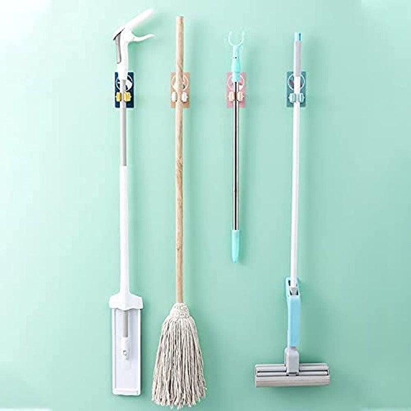 Eyelet Eyelet Plastic Mop and Broom Holder with Self Adhesive Magic Sticker Pack of 1 Multicolor - Image 5