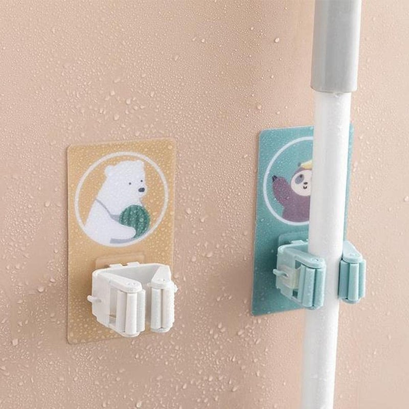 Eyelet Eyelet Plastic Mop and Broom Holder with Self Adhesive Magic Sticker Pack of 1 Multicolor - Image 2