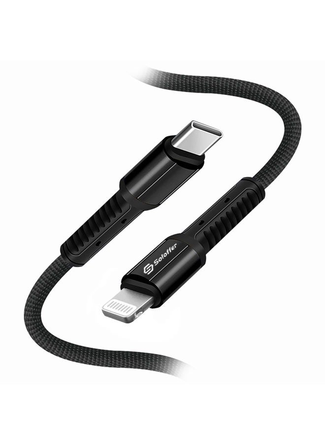 Soloffer iPhone Charger Cable USB C to Lightning Cable Fast Charging Braided Cord 18W Fast PD Charge for iPhone 14/14 Pro/14 Plus/14 Pro Max, iPad Pro, iPhone 8-13 All Series - Black - Image 1