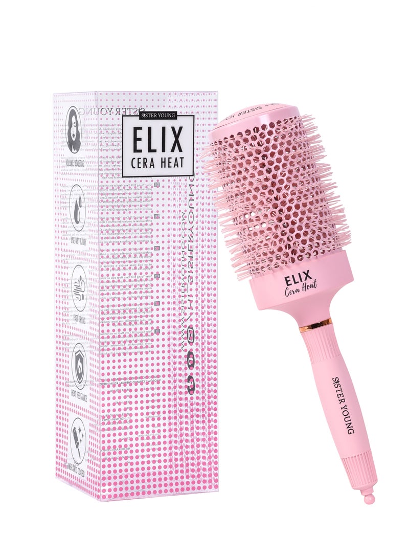 Sister Young ELIX CERA HEAT - Professional Round Brush for Blow-Drying, Volumizing & Curling | Ceramic-Coated, Anti-Frizz Hair Brush for Thick, Curly & Straight Hair (65cm) - Image 2