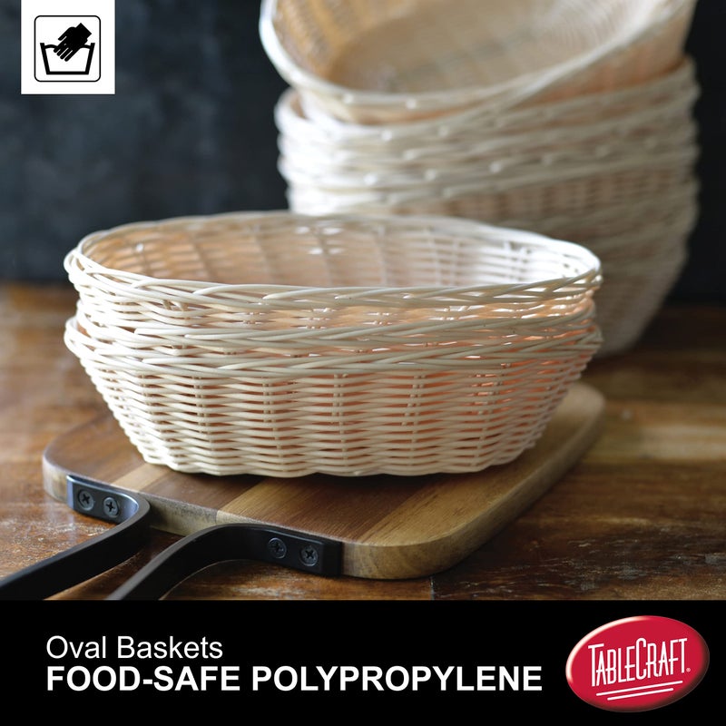 TableCraft C1174W Cash & Carry Handwoven Oval Serving Basket, 9"x6"x2.25", Durable Polypropylene Cord, Natural Wicker Design for Bread and Table Settings - Image 5