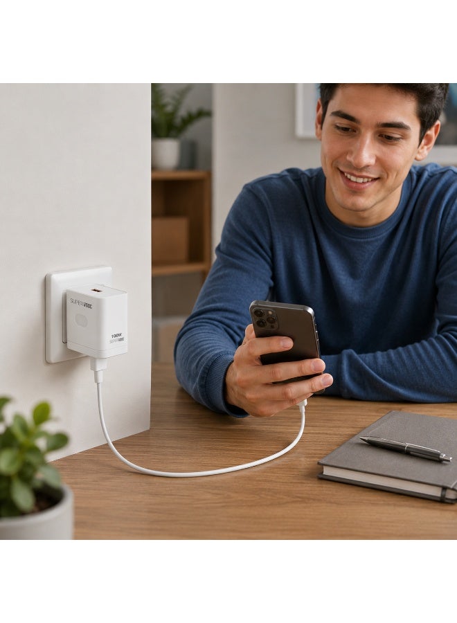 777 Triple Seven 777 100W SuperVOOC GaN Fast Wall Charger, Advanced Smart Chip Protection, Universal Compatibility for Phones & Laptops - White - Image 4