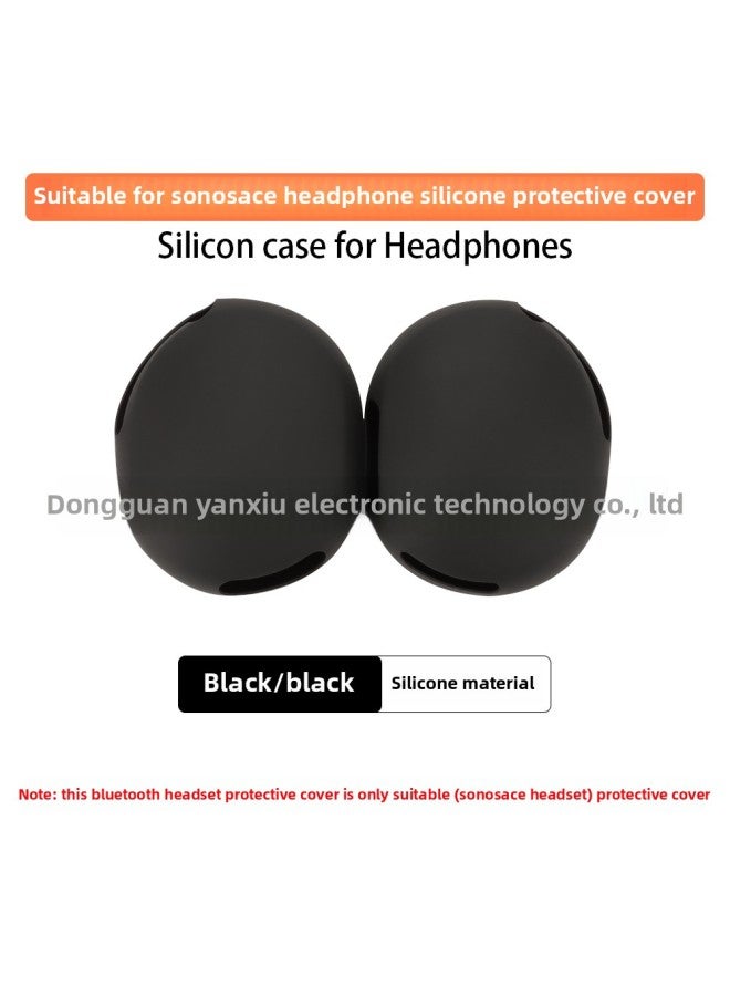 Suitable For Sonos Ace Headset Earphone Case Ear Cap Head Beam Skeleton Ear Mask Shell Silicone Earplug Case-Color:Ear Cap Shell Cover Black-Model:Sonos Ace  - Image 1