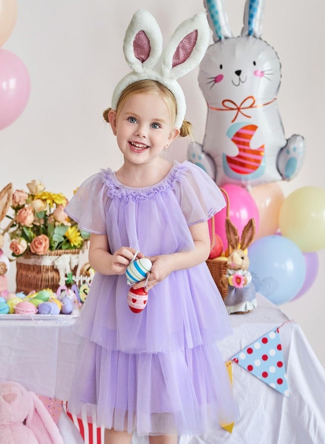 Arshiner Girls Tulle Dress Toddler Tiered Tulle Tutu Dresses Purple Dress Toddler Summer Formal Party Birthday Wedding Size 6 - Image 3