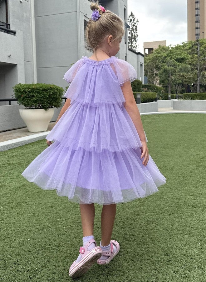 Arshiner Girls Tulle Dress Toddler Tiered Tulle Tutu Dresses Purple Dress Toddler Summer Formal Party Birthday Wedding Size 6 - Image 5