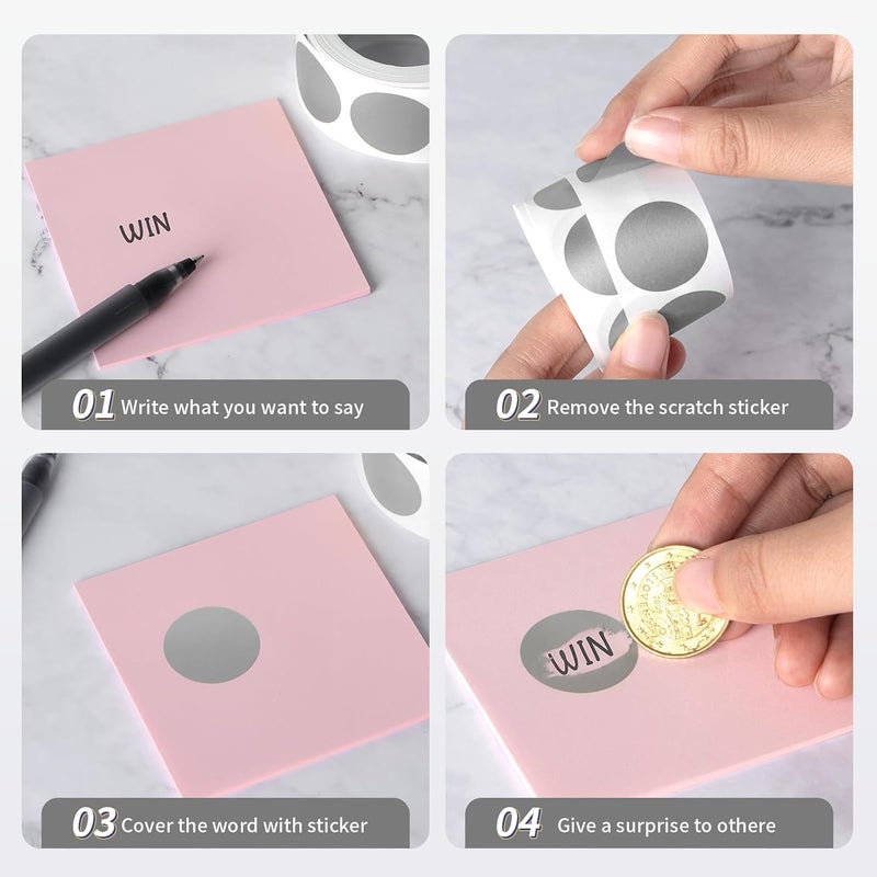 Imeepa 300 Pack Scratch Off Stickers, 1" Round Circle Scratch Off Labels, Self Adhesive Scratch Off Cards for Lottery Tickets DIY, Raffle Card Creating-Silver - Image 4