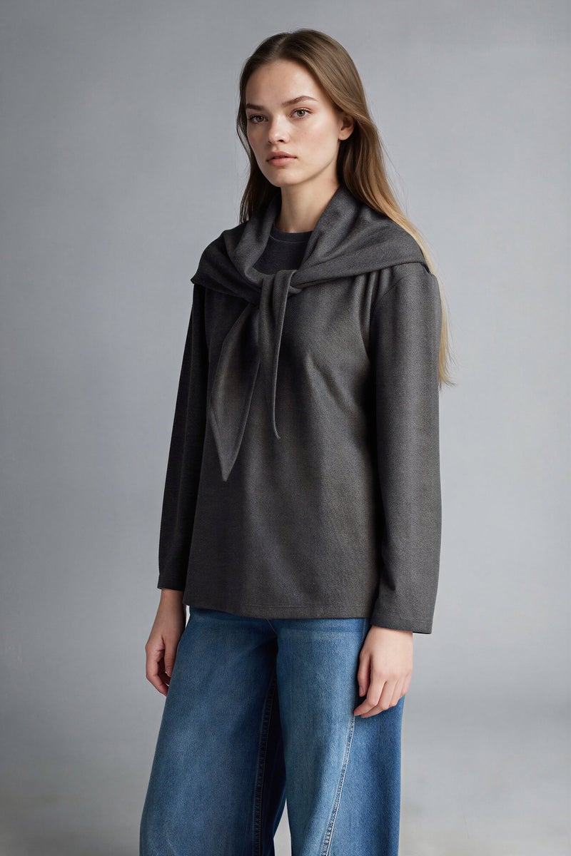 DeFacto Grey Woman Regular Fit Long Sleeve Tunic Casual - Image 4