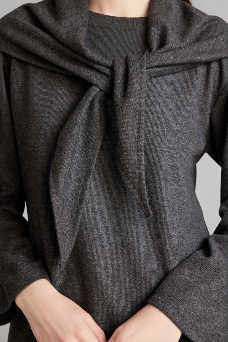 DeFacto Grey Woman Regular Fit Long Sleeve Tunic Casual - Image 5