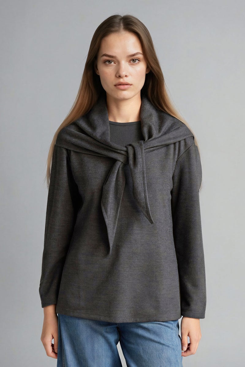 DeFacto Grey Woman Regular Fit Long Sleeve Tunic Casual - Image 3