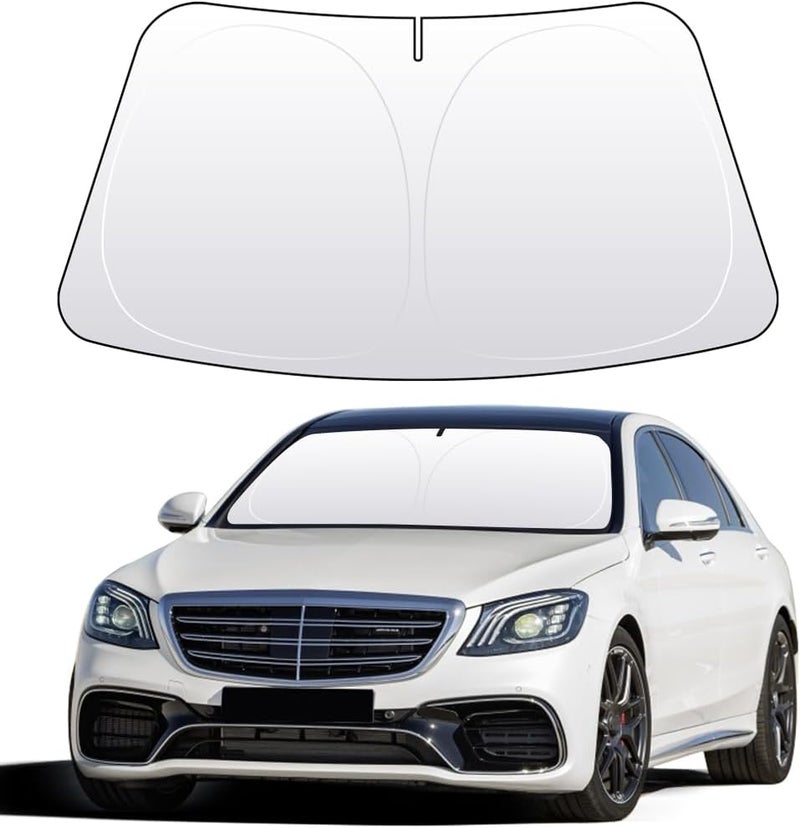 واقي شمس الزجاج الأمامي مخصص للقياس متوافق مع مرسيدس بنز W222 S500 S550، واقي شمس قابل للطي، عاكس للأشعة فوق البنفسجية، حماية للشمس، ملحقات غطاء واقي عاكس (لبنز W222) - Image 1
