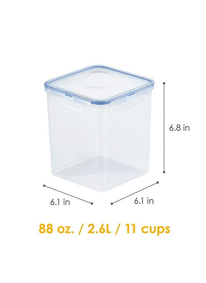 LOCK & LOCK Lock & Lock Classic Tall Square Plastic Airtight Food Storage Container with Leak Proof Lid, 2.6 Liter, Transparent, Set of 2 (HPL822B x 2)  - Image 4