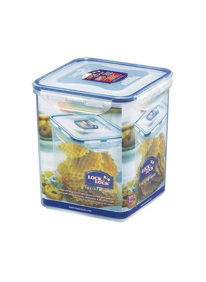LOCK & LOCK Lock & Lock Classic Tall Square Plastic Airtight Food Storage Container with Leak Proof Lid, 2.6 Liter, Transparent, Set of 2 (HPL822B x 2)  - Image 5