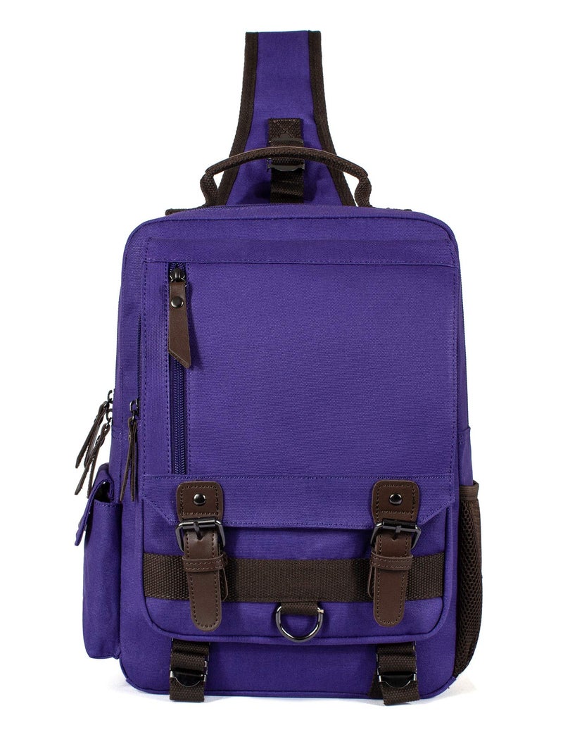 Leaper Retro Crossbody Bag Sling Bag Canvas Messenger Bag for Men Women Shoulder Bag Crossbody Handbags Satchel Purple, L - Image 2