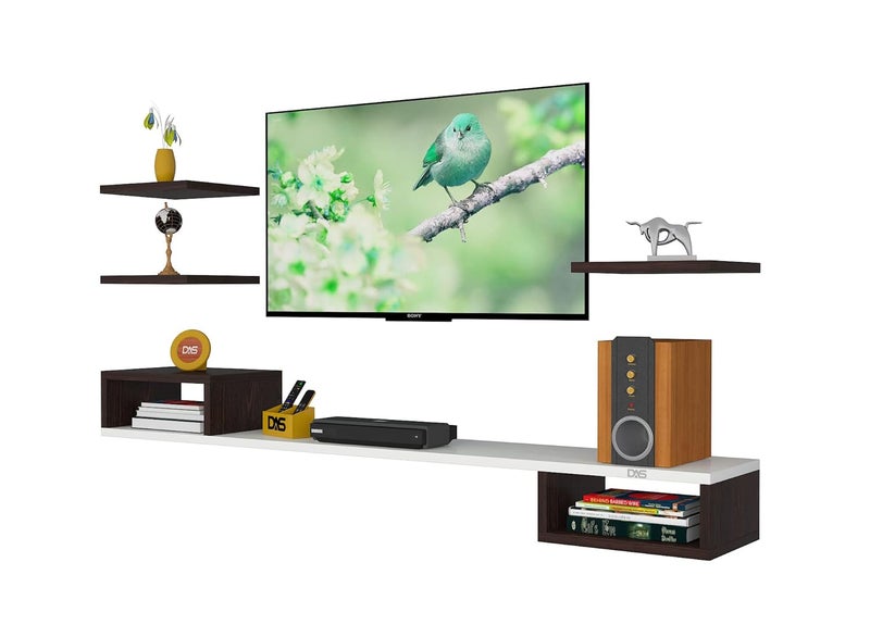 DAS DAS Oscar Wall Mount TV Entertainment Unit/with Set Top Box Stand with Wall Shelf Display Rack for Living Room Wenge & White (Ideal for up to 43") Screen  - Image 3