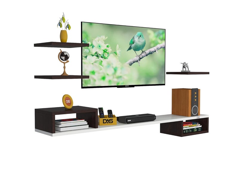 DAS DAS Oscar Wall Mount TV Entertainment Unit/with Set Top Box Stand with Wall Shelf Display Rack for Living Room Wenge & White (Ideal for up to 43") Screen  - Image 2