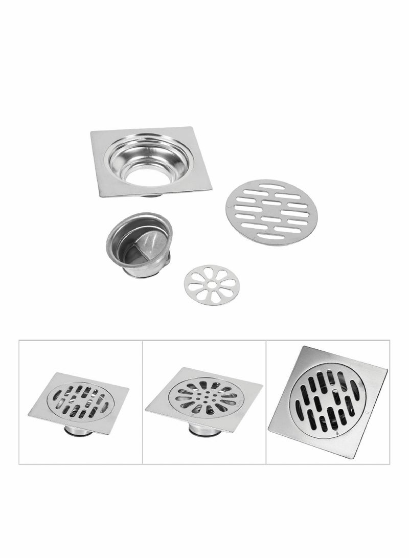 Y&D Stainless Steel Square Anti-odor Floor Drain, Anti-clogging Bathroom Drain with Removable Strainer Cover, Anti-Clogging for Kitchen, Washroom, Garage Basement - Image 2